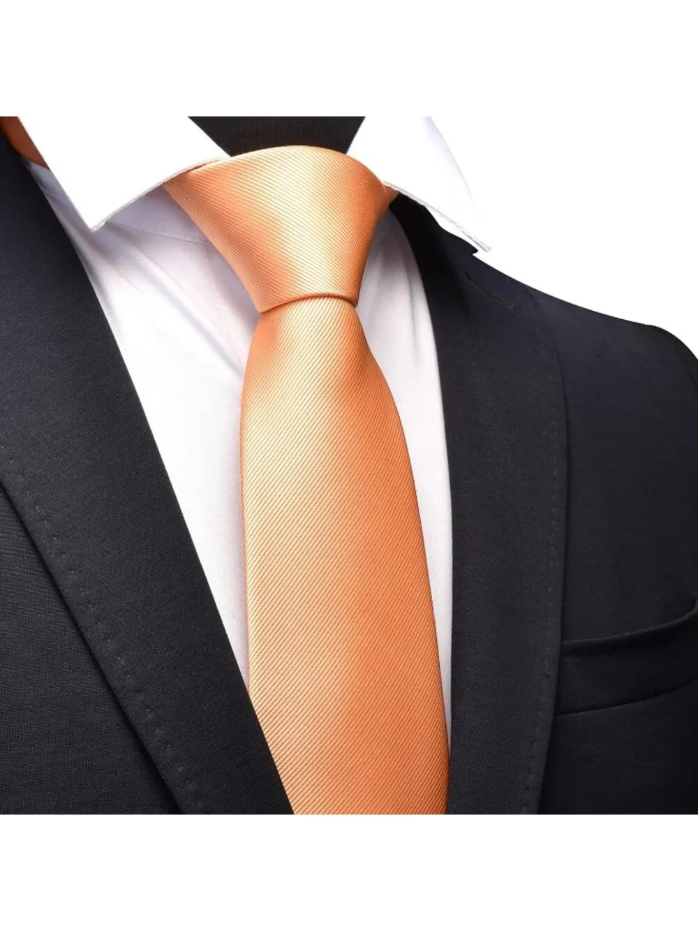 Men's Dusty Orange Twill Textured Woven Silk Formal Necktie For Wedding Dress